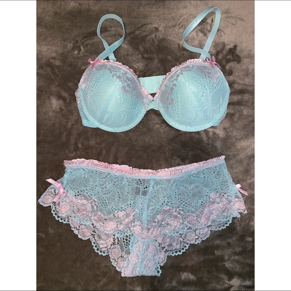 Matching Blue/Pink Lace Intimates Set - Picture 2 of 2